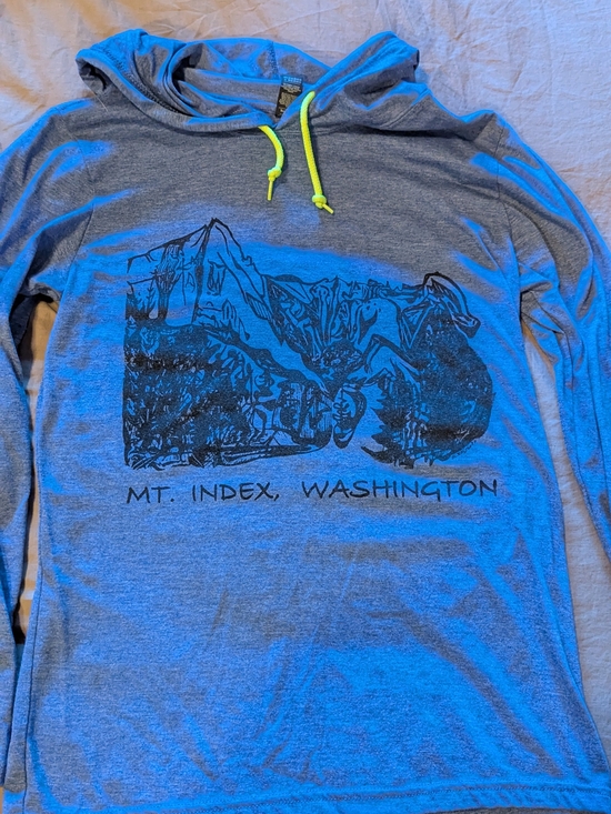 Anvil Other - Anvil Blue Hooded Long-Sleeve with Mt. Index Graphic - Rock Climber